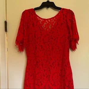 Red lace knee length dress. Worn only once.